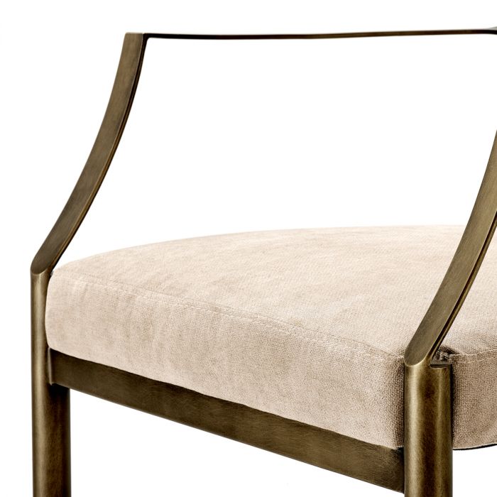 Dining Chair Scribe with arm dark brass greige vel
