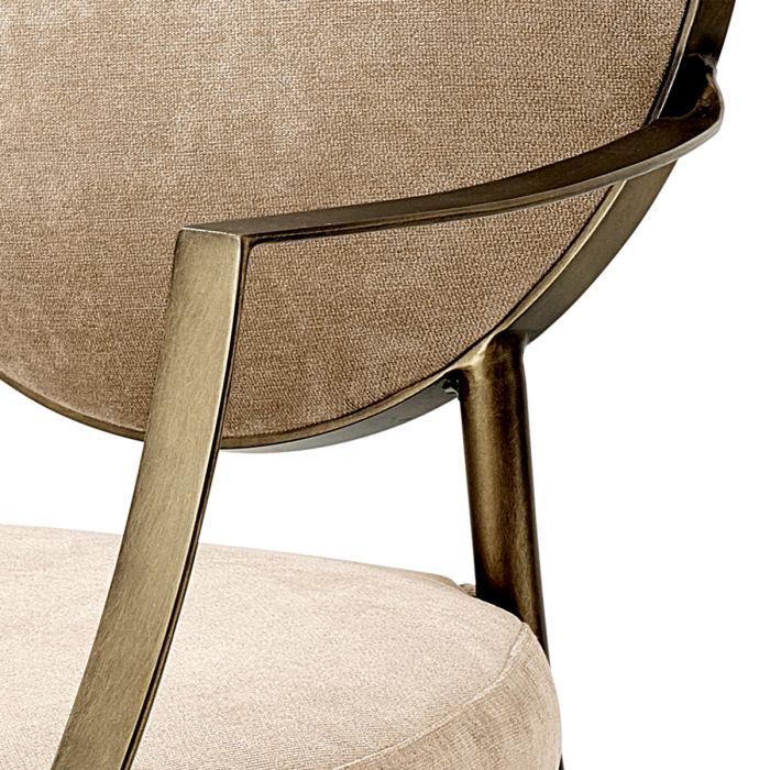 Dining Chair Scribe with arm dark brass greige vel