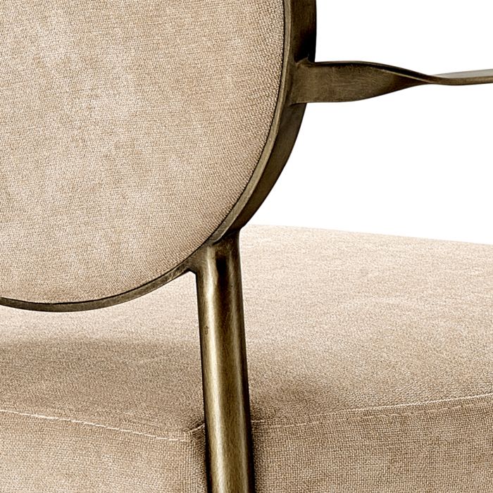 Dining Chair Scribe with arm dark brass greige vel