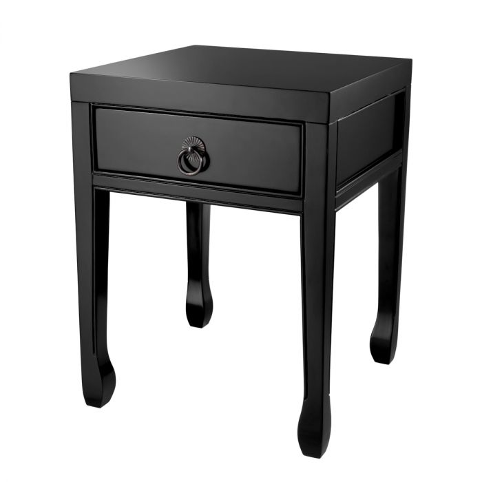 Side Table Chinese Low waxed black finish