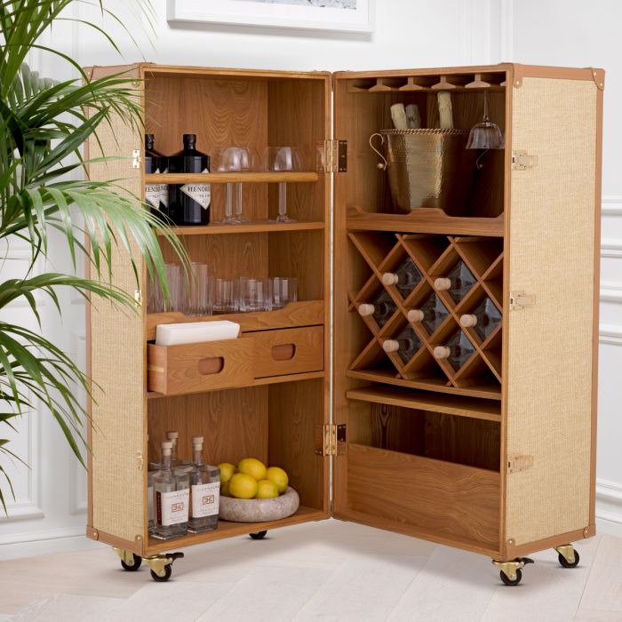 Wine Cabinet Martini Bianco rattan look