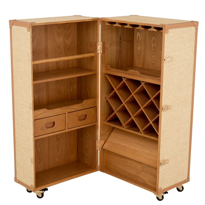 Wine Cabinet Martini Bianco rattan look
