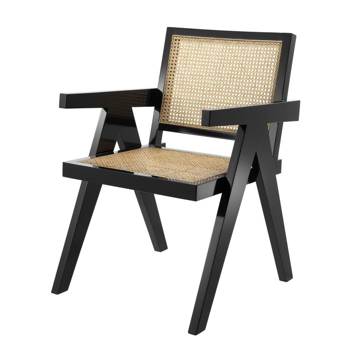 Dining Chair Adagio black finish natural cane