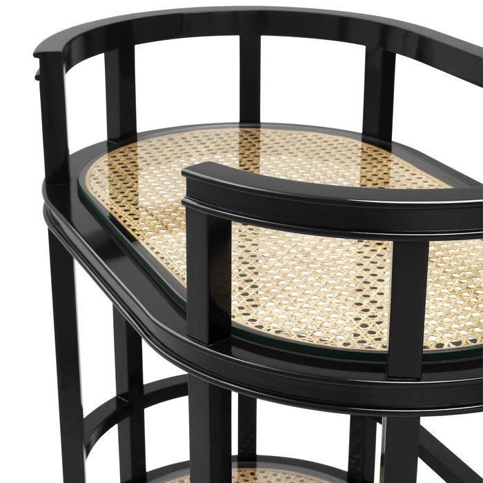 Trolley Bahamas black finish natural cane