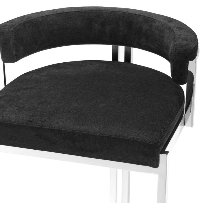 Bar Stool Dante polished ss black velvet