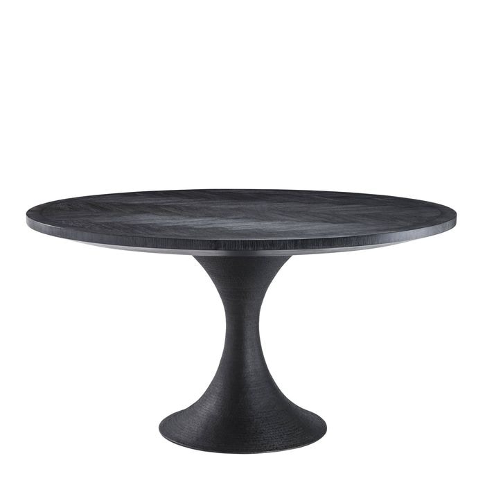 Dining Table Melchior round charcoal oak veneer 