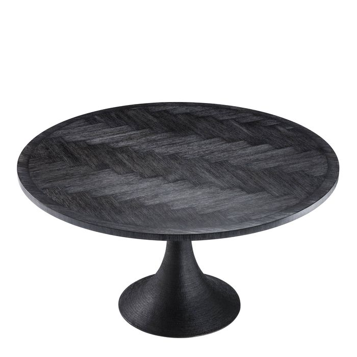 Dining Table Melchior round charcoal oak veneer 