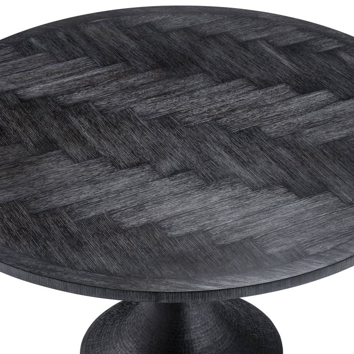 Dining Table Melchior round charcoal oak veneer 