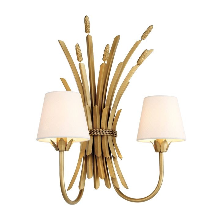 Wall Lamp Bonheur antique gold finish incl shades