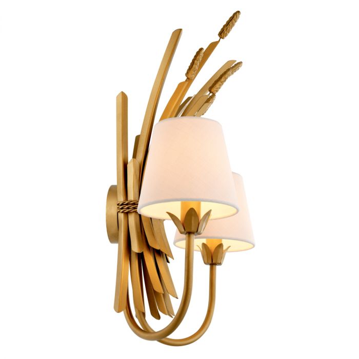 Wall Lamp Bonheur antique gold finish incl shades