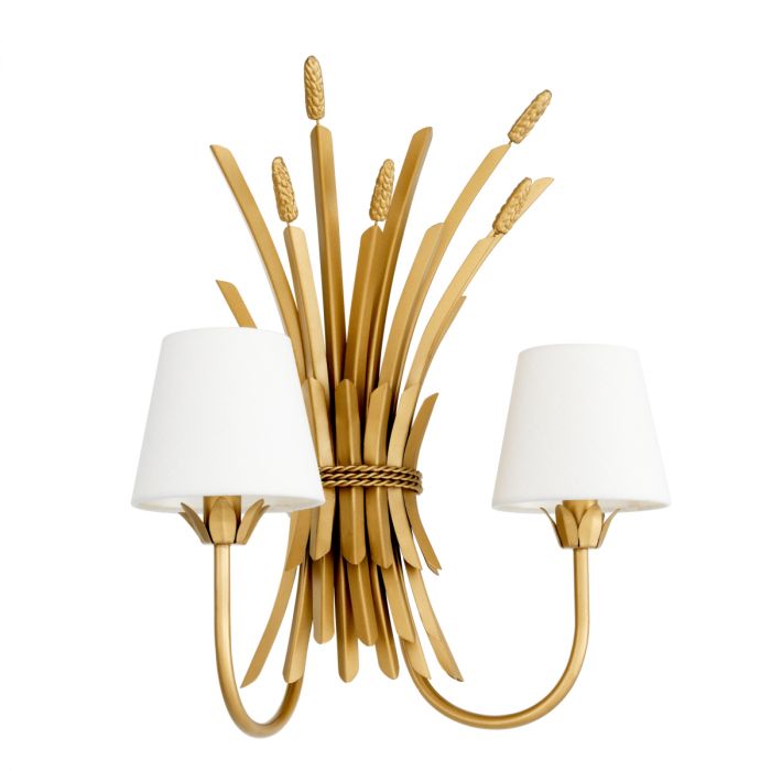 Wall Lamp Bonheur antique gold finish incl shades