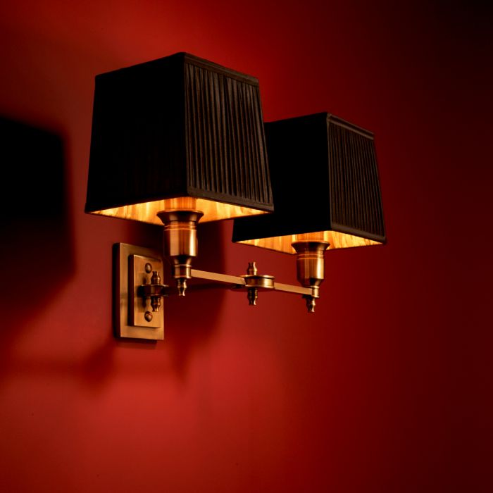 Wall Lamp Lexington Double ant brass incl black sh