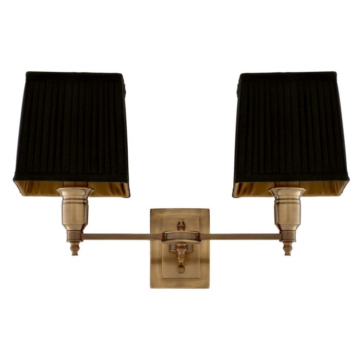 Wall Lamp Lexington Double ant brass incl black sh