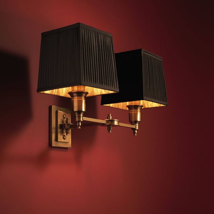 Wall Lamp Lexington Double ant brass incl black sh