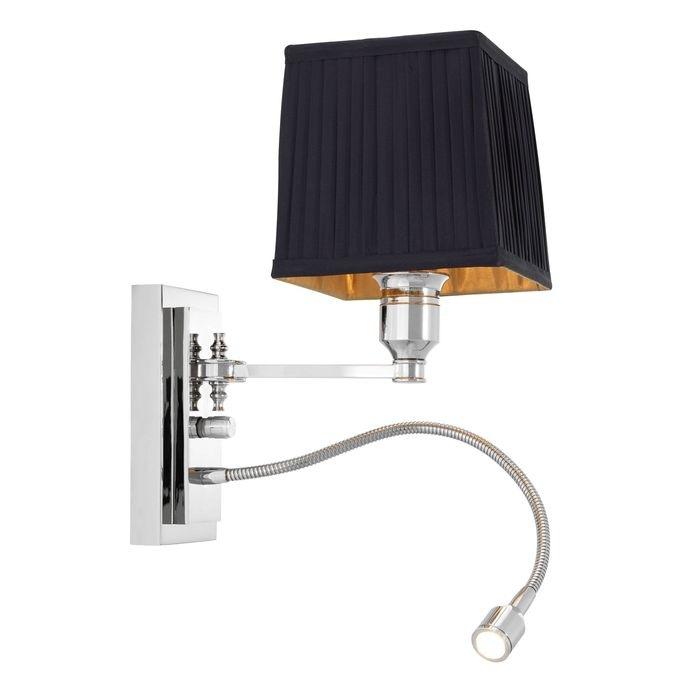 Wall Lamp Ellington nickel finish incl black shade