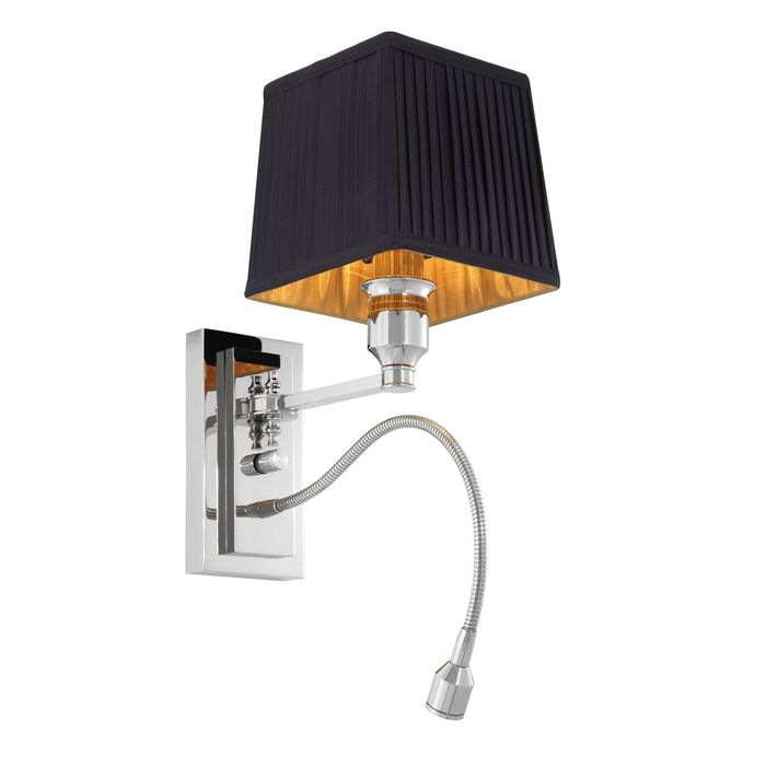 Wall Lamp Ellington nickel finish incl black shade