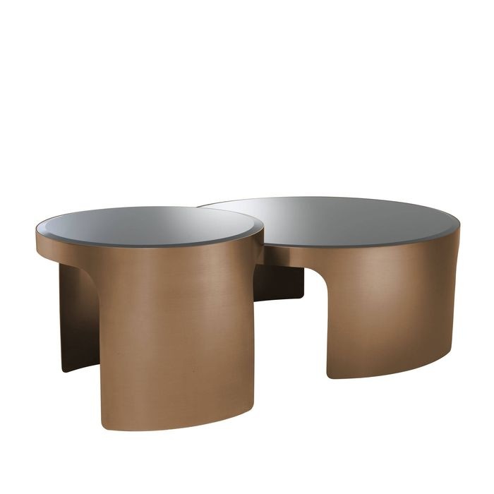 Coffee Table Piemonte brush copper finish set of 2