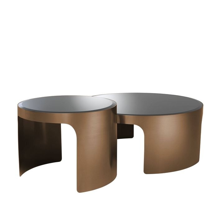 Coffee Table Piemonte brush copper finish set of 2