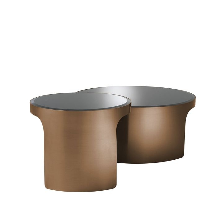 Coffee Table Piemonte brush copper finish set of 2