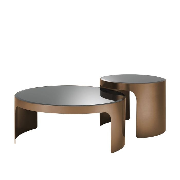 Coffee Table Piemonte brush copper finish set of 2