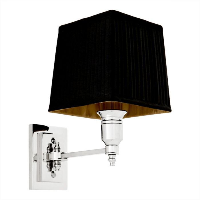 Wall Lamp Lexington Single nickel incl black shade