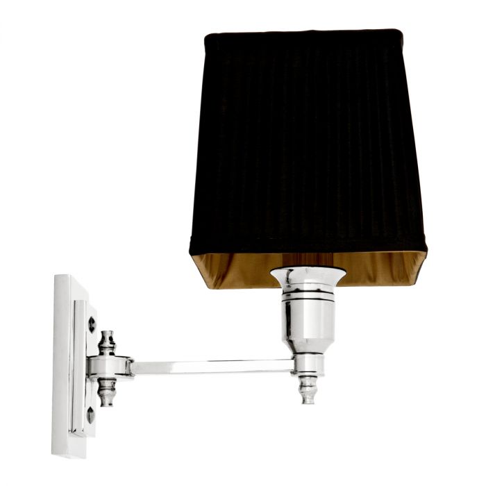 Wall Lamp Lexington Single nickel incl black shade
