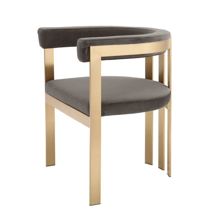 Dining Chair Clubhouse br brass finish savona grey