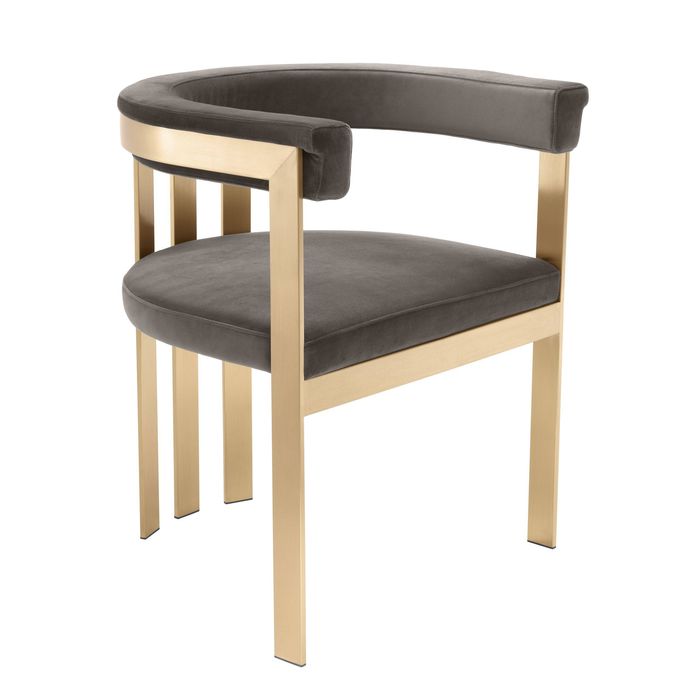 Dining Chair Clubhouse br brass finish savona grey