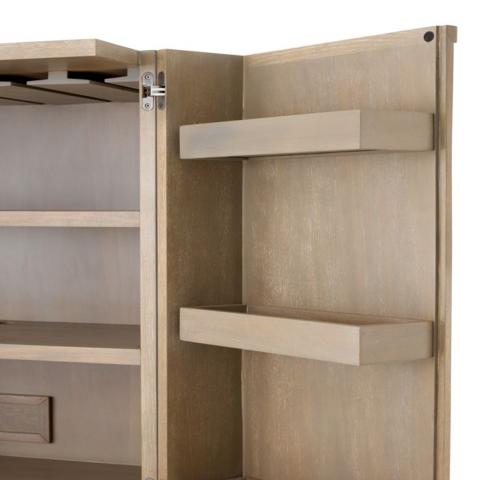 Wine Cabinet Highland washed oak brass finish