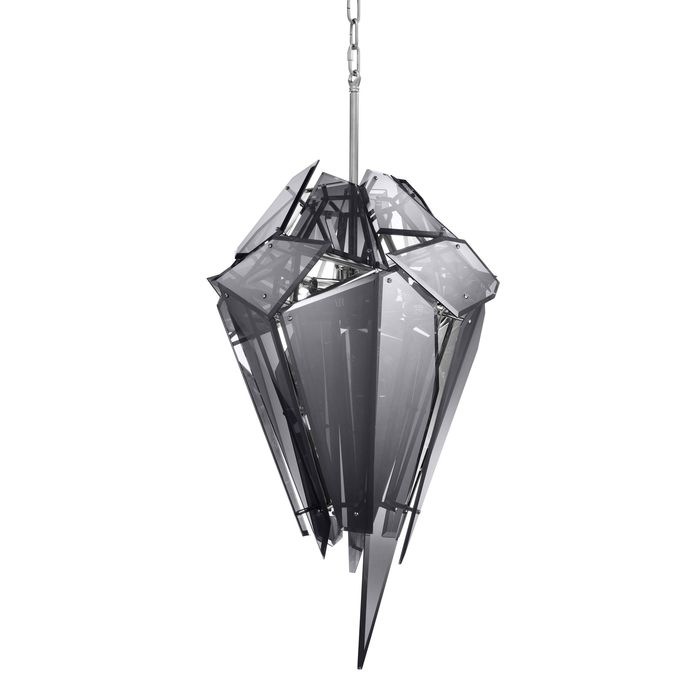 Chandelier Shard nickel finish smoke glass