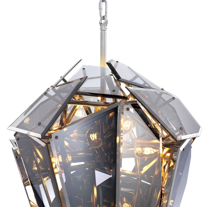 Chandelier Shard nickel finish smoke glass