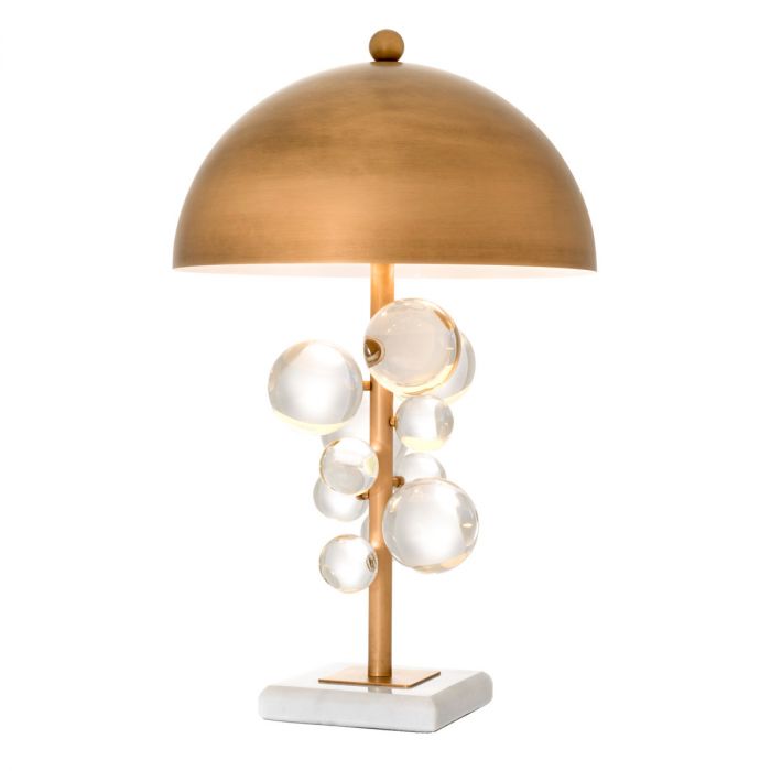 Table Lamp Floral brass finish incl shade 