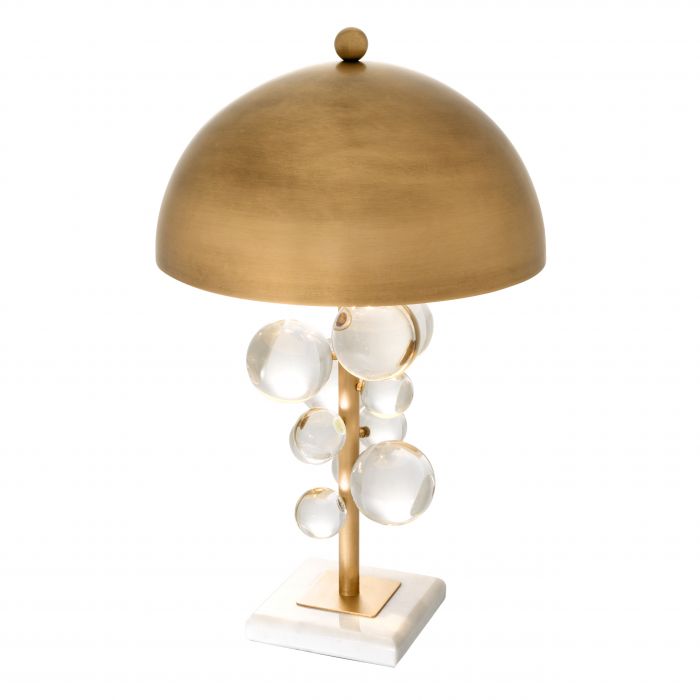 Table Lamp Floral brass finish incl shade 