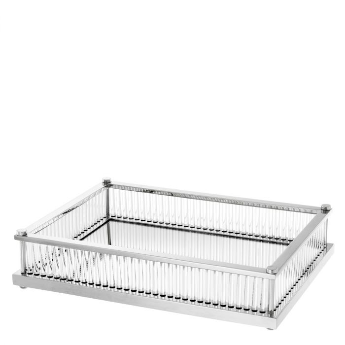 Tray Cora rectangular nickel finish