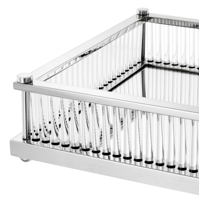 Tray Cora rectangular nickel finish