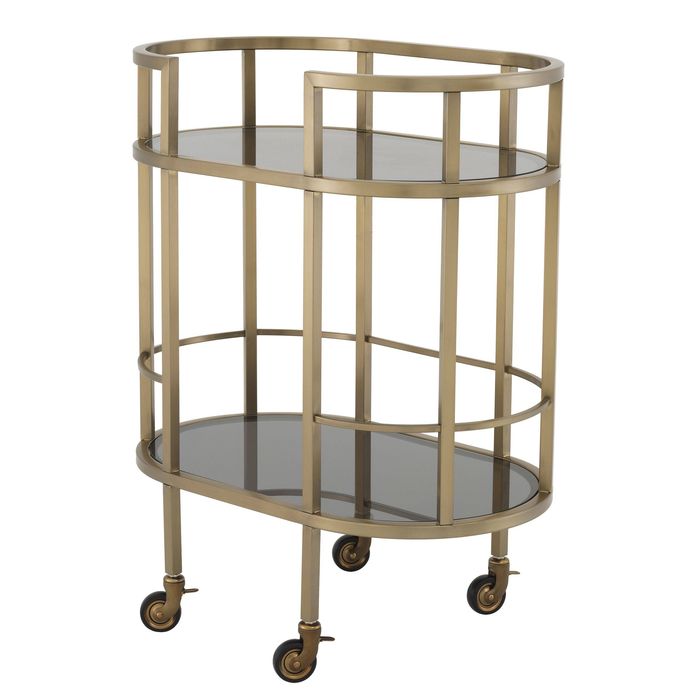 Trolley Townhouse brushed brass finish smoke glass