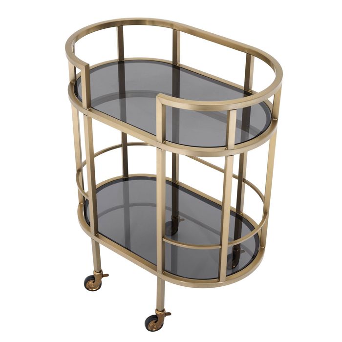 Trolley Townhouse brushed brass finish smoke glass