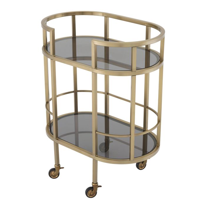 Trolley Townhouse brushed brass finish smoke glass