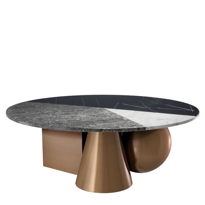 Coffee Table Tricolori brushed copper finish
