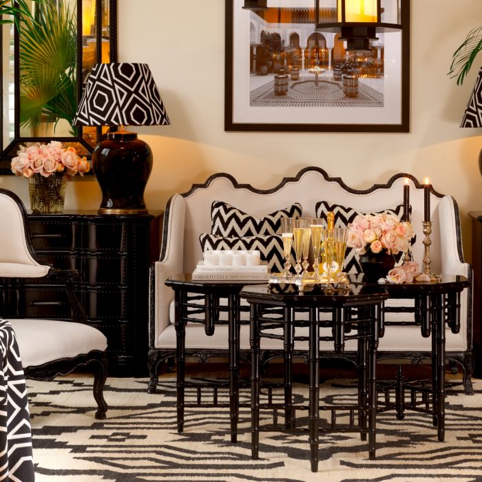 Side Table Octagonal piano black finish