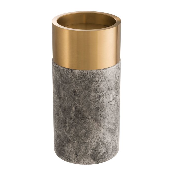 Candle Holder Sierra grey marble brass finish S\3