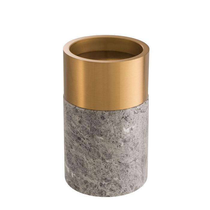 Candle Holder Sierra grey marble brass finish S\3