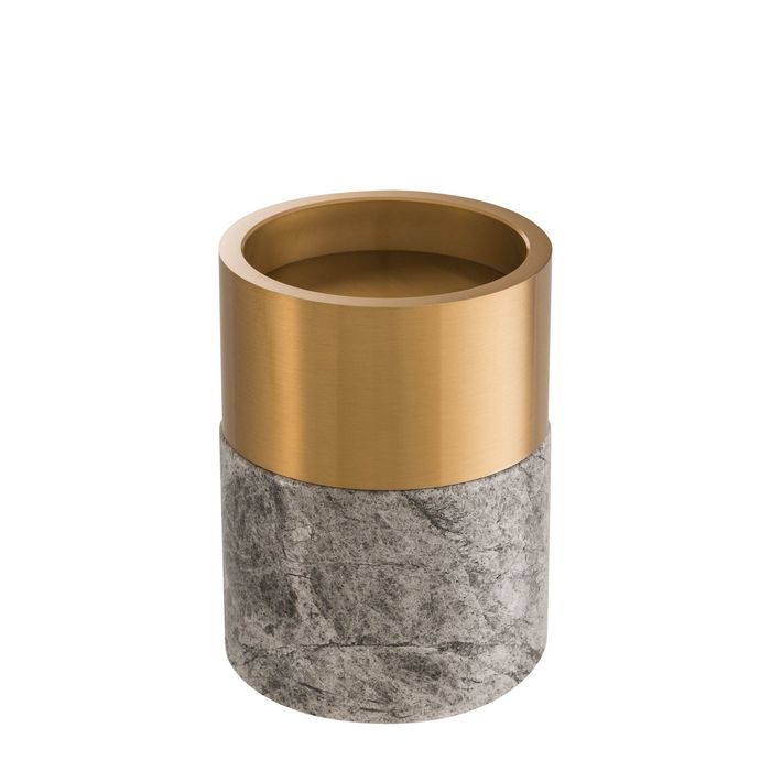 Candle Holder Sierra grey marble brass finish S\3