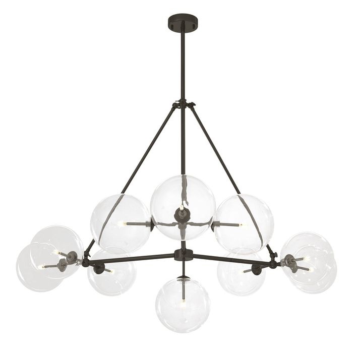 Chandelier Bermude bronze finish clear glass