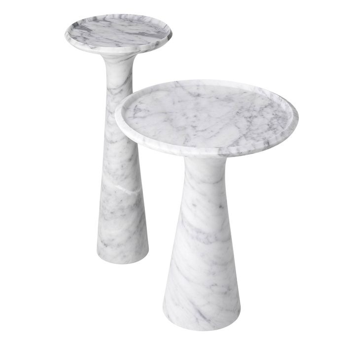 Side Table Pompano high white carrera marble