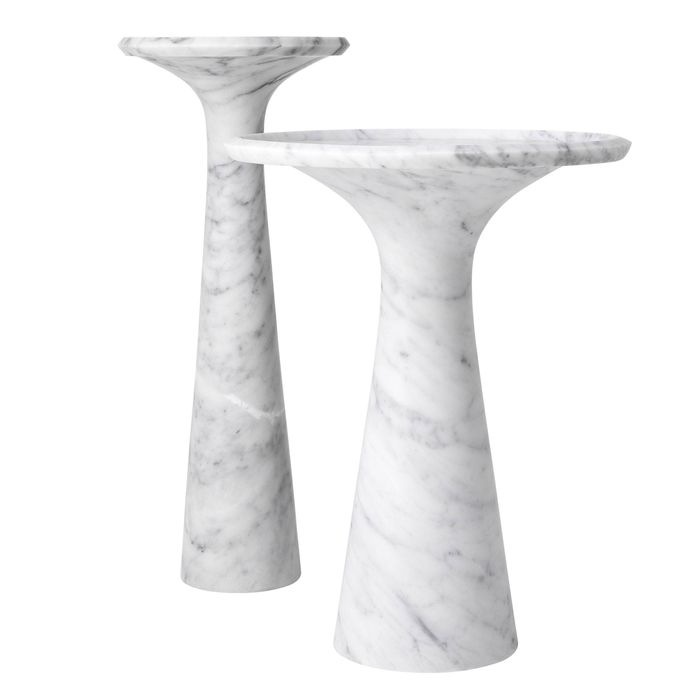 Side Table Pompano high white carrera marble