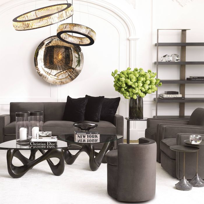 Stool Arcadia roche dark grey velvet