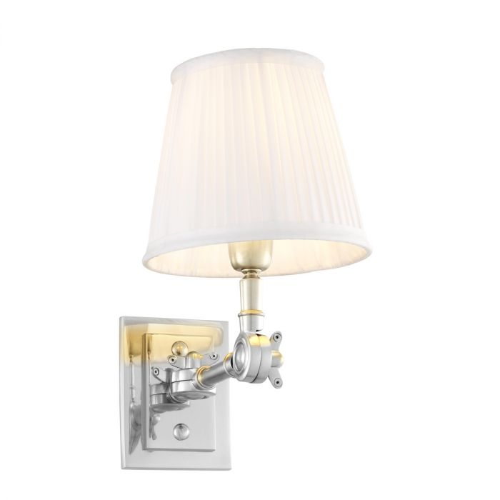 Wall Lamp Wentworth Single nickel incl white shade