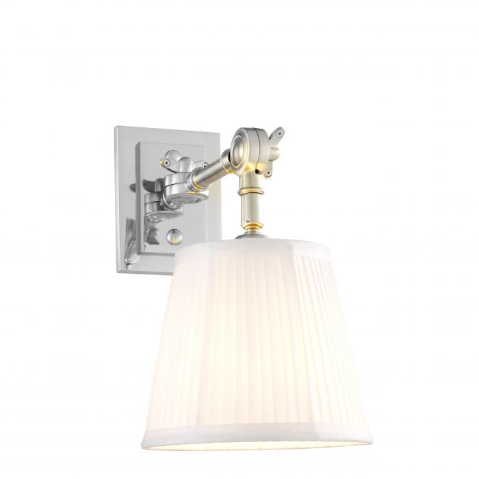 Wall Lamp Wentworth Single nickel incl white shade