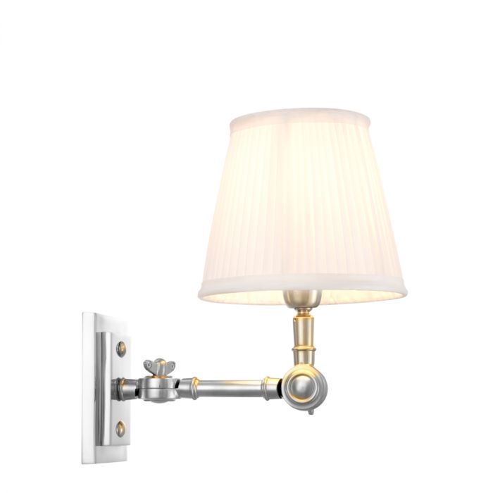 Wall Lamp Wentworth Single nickel incl white shade